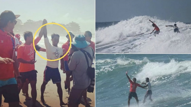 Aksi peselancar Filipina menolong Peselancar Indonesia yang tenggelam