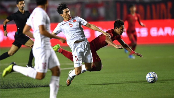 Laga final sepakbola SEA Games 2019 antara Timnas Indonesia U-22 vs Vietnam U-22