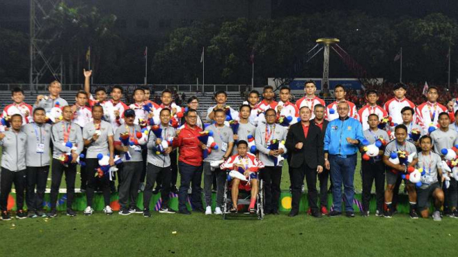 Pemain Timnas Indonesia U-22 menyabet perak SEA Games 2019.