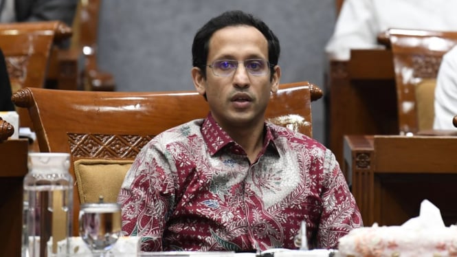 Mendikbud Nadiem Makarim ingin membebaskan guru dari beban administratif. - PUSPA PERWITASARI/Antarafoto