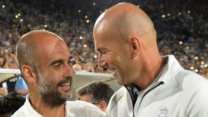 Pep Guardiola (kiri) dan Zinedine Zidane (kanan)