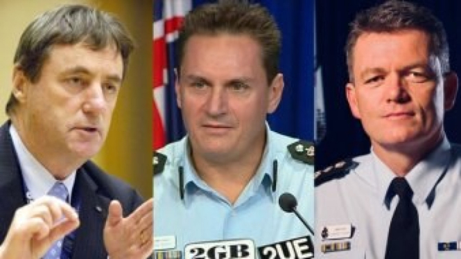 Mantan petinggi kepolisian Federal Australia Mick Keelty, Tony Negus and Andrew Colvin.