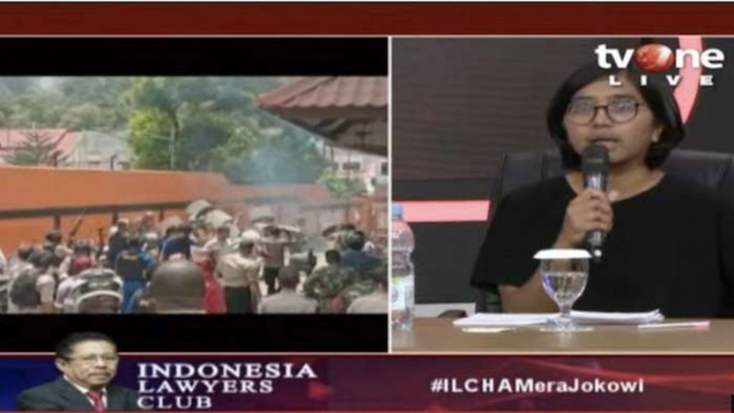 Ketua YLBH Asfinawati (kanan) dalam acara ILC 17 Desember 2019