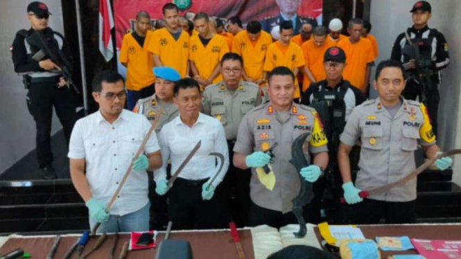 Polres Depok gelar konferensi pers akhir tahun.