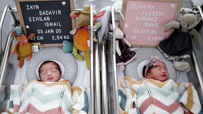 Bayi kembar pasangan Syahnaz Sadiqah dan Jeje Govinda