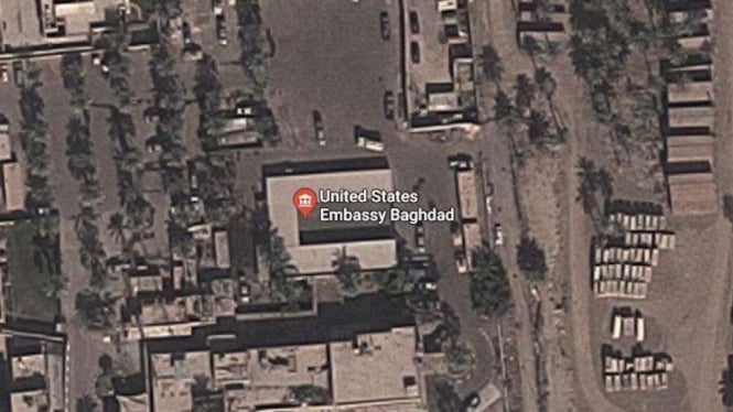 Lokasi Kedubes AS di Baghdad Irak dari foto satelit