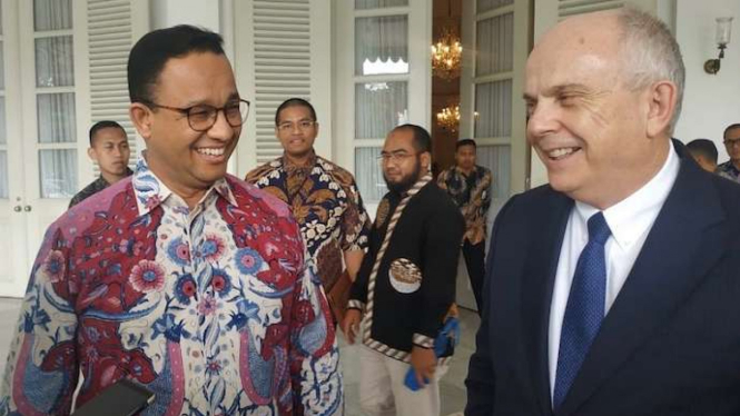 Gubernur DKI Jakarta Anies Baswedan terima kunjungan Dubes AS Joseph Donovan di Balai Kota Kamis 9 Januari 2020.