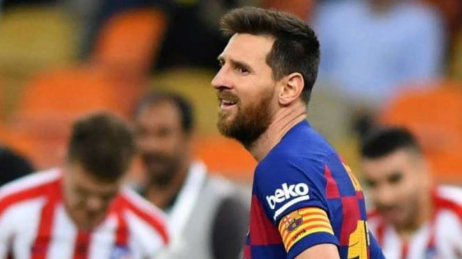 Ekspresi kecewa megabintang Barcelona, Lionel Messi