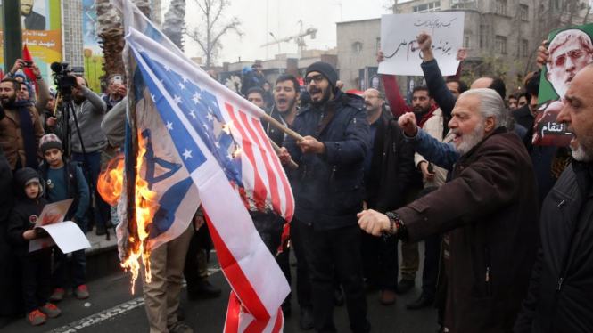 Anti-US protests broke out in Tehran after the killing of Qasem Soleimani - EPA