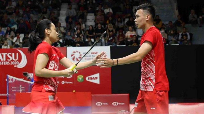 Rinov Rivaldy/Pitha Haningtyas Mentari di Indonesia Masters 2020.