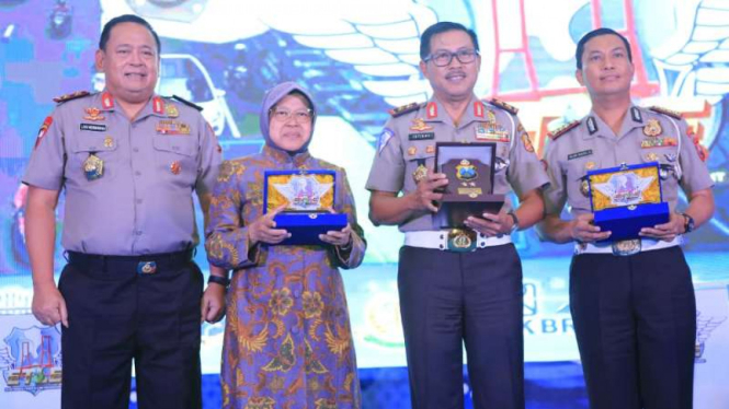 Peluncuran e-Tilang di Markas Polda Jatim di Surabaya pada Kamis, 16 Januari 2020.