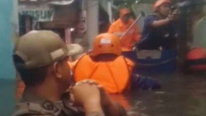 Banjir di Kebon Jeruk, Jakarta Barat, Sabtu, 18 Januari 2020