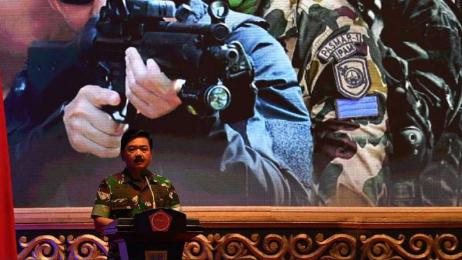 Panglima TNI Hadi Tjahjanto saat rapim TNI-Polri 