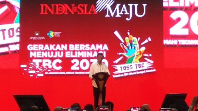 Presiden Jokowi di acara Gerakan Bersama Menuju Eliminasi TBC 2030.