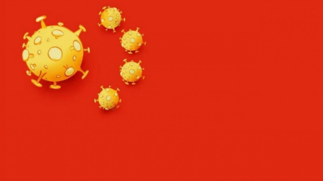 Gambar bintang lima diganti Virus Corona di bendera China.
