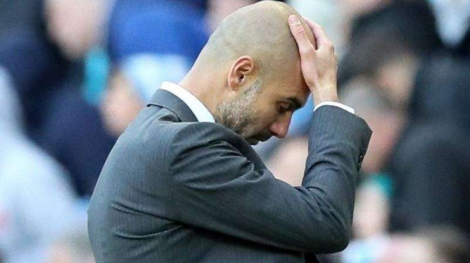 Ekspresi kecewa manajer Manchester City, Pep Guardiola