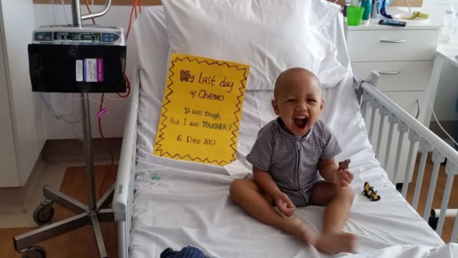 Ramos Binar Situmorang ketika sedang menjalani kemoterapi leukemia terakhirnya di rumah sakit di Adelaide, Australia.