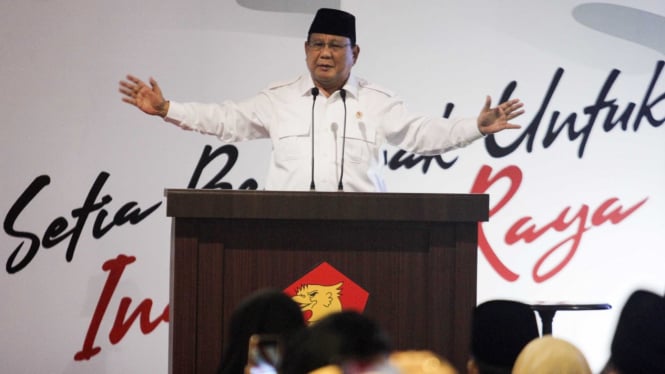 Prabowo Subianto, saat HUT Partai Gerindra ke-12