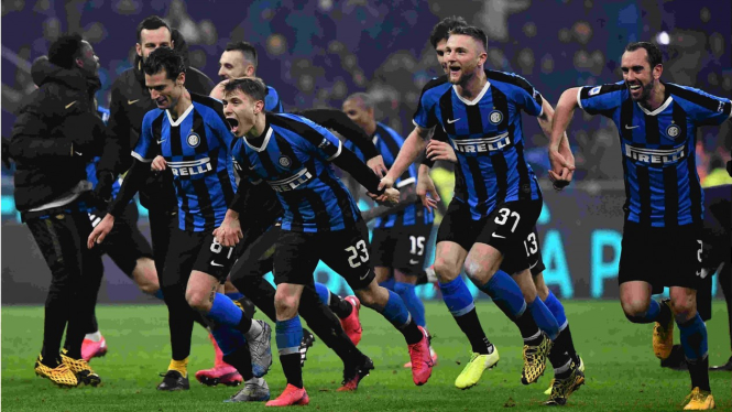 Selebrasi skuat Inter Milan