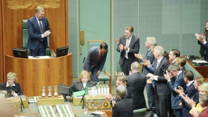 Presiden Joko Widodo usai pidato di Parlemen Australia 10 Februari 2020