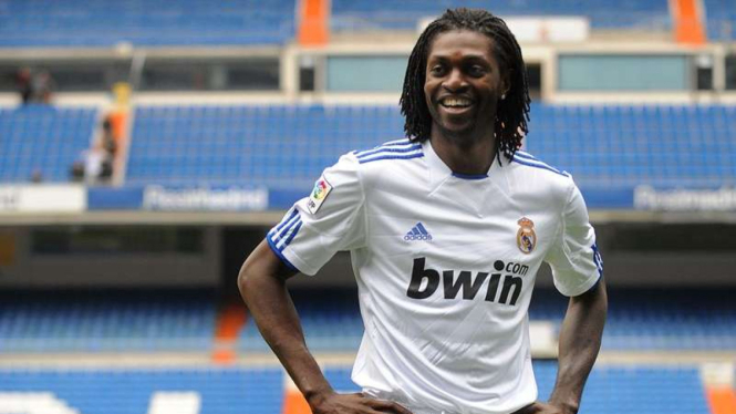 Emmanuel Adebayor saat bermain bersama Real Madrid