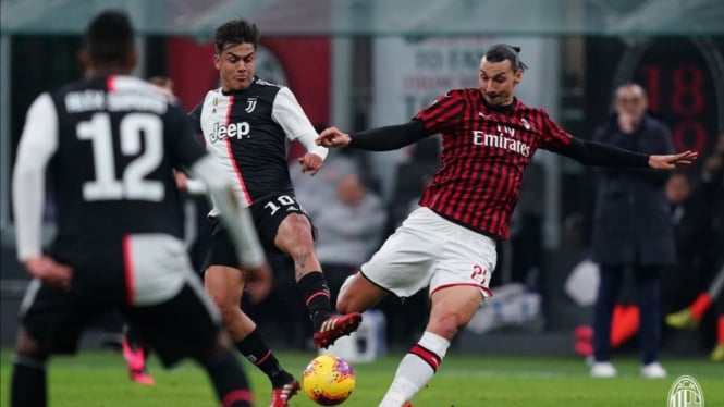 Pertandingan AC Milan vs Juventus di semifinal Coppa Italia 2019/20.