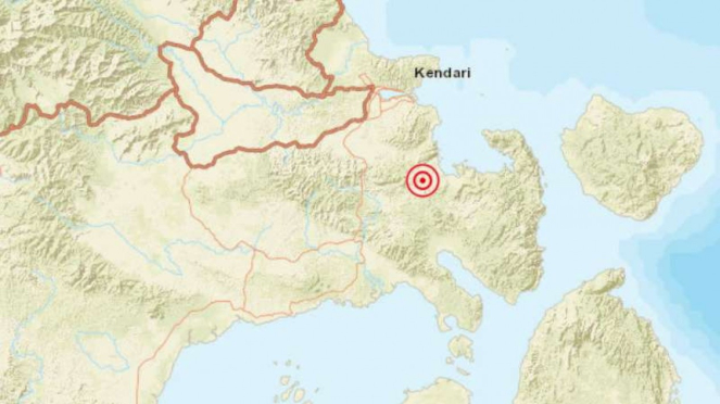 Peta pusat gempa darat Kendari.