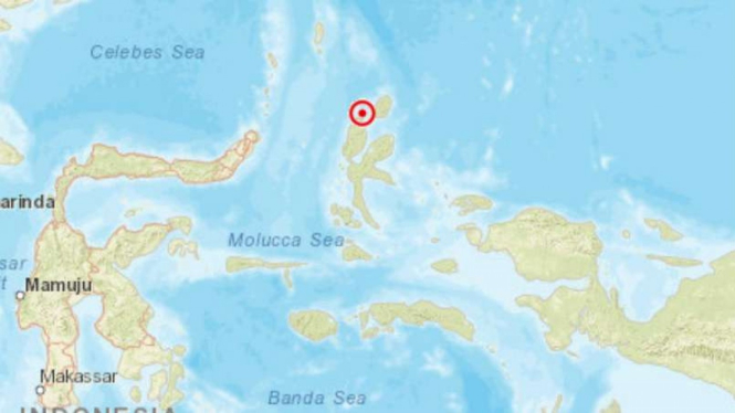 Peta pusat gempa darat Halmahera.