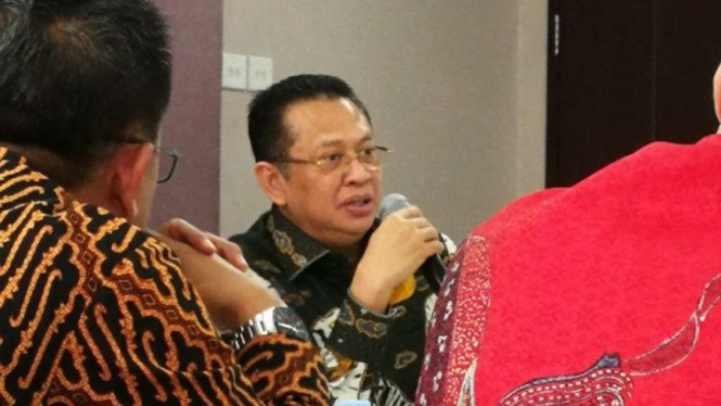 Ketua MPR RI 2019-2024, Bambang Soesatyo saat mengunjungi redaksi tvOne.