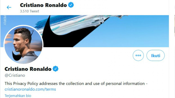 Akun Twitter pribadi Cristiano Ronaldo