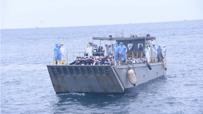 68 WNI Kapal Pesiar Diamond Princess Tiba di Pulau Sebaru Kecil