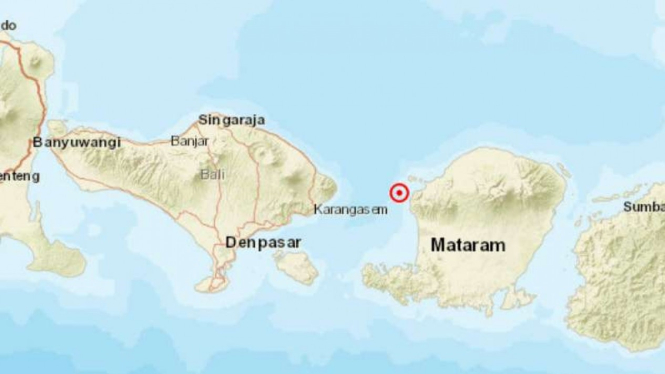 Peta lokasi gempa Lombok.