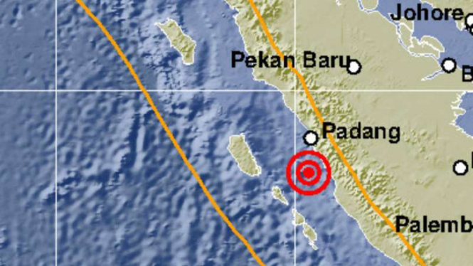 Gempabumi berkekuatan 4.7 skala ritcher mengguncang Kabupaten Pesisir Selatan, Sumatera Barat, pukul 23.02 WIB, Senin, 9 Maret 2020.