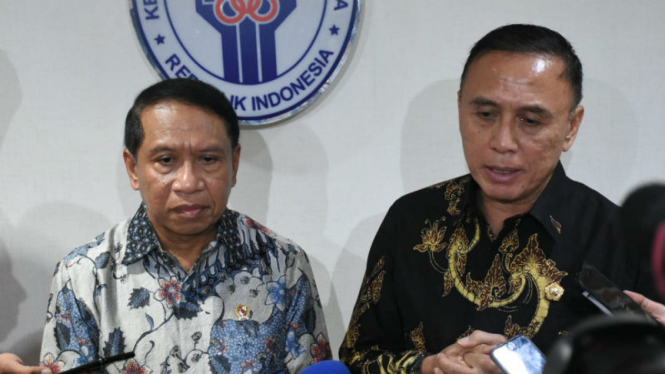 Menpora Zainudin Amali dan Ketua Umum PSSI Mochamad Iriawan
