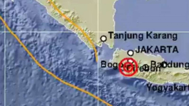 Peta lokasi gempa Sukabumi.