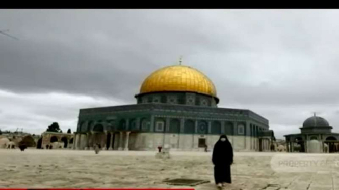 Kubah Batu (Dome of the Rock) di kompleks Masjid Al Aqsa di Yerusalem.