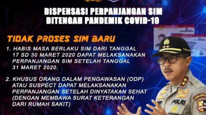 Edaran soal dispensasi masa berlaku SIM