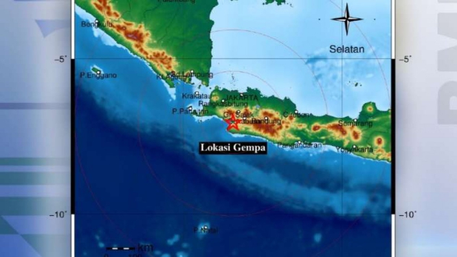 Peta lokasi gempa Sukabumi.