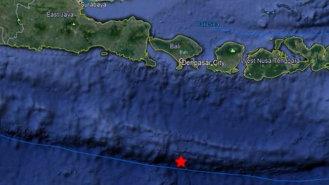 Peta lokasi gempa Bali.