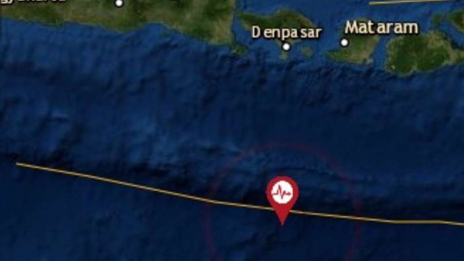 Peta lokasi gempa Nusa Dua Bali.