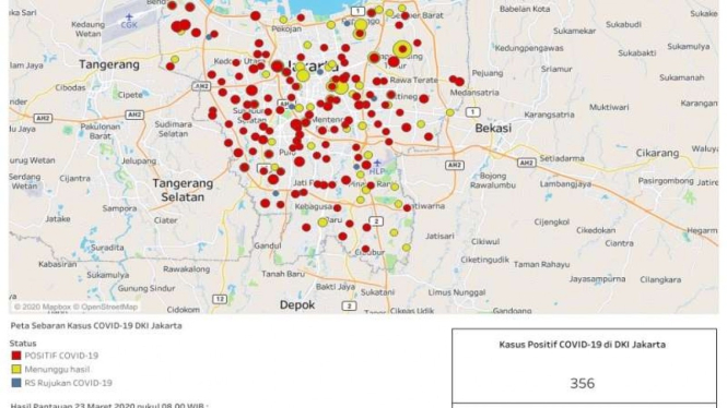Peta persebaran COVID-19 di DKI Jakarta 