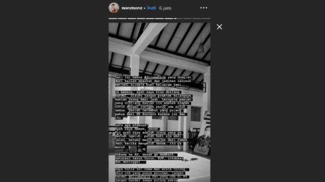 Instagram story putri dokter Bambang