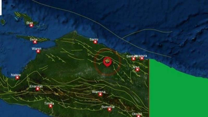 Peta lokasi gempa Jayapura, Papua.