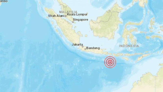Peta lokasi gempa Kuta, Bali.