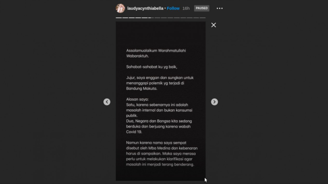 Instagram Stories Laudya Cynthia Bella