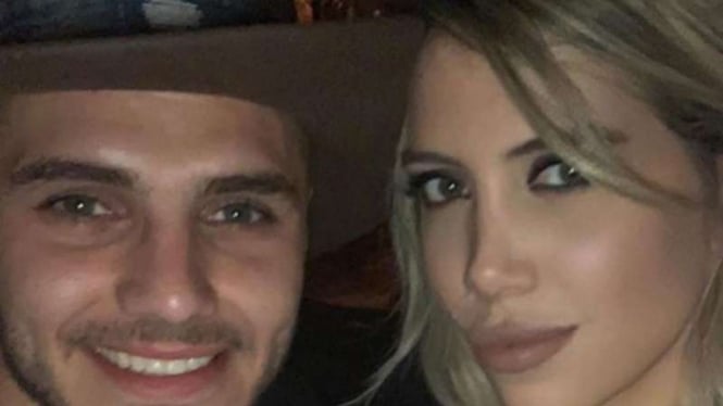 Mauro Icardi bersama istrinya, Wanda Nara.