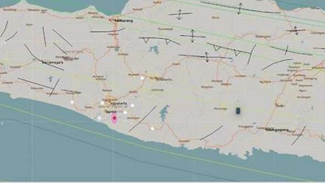 Peta lokasi gempa Bantul, Yogyakarta.