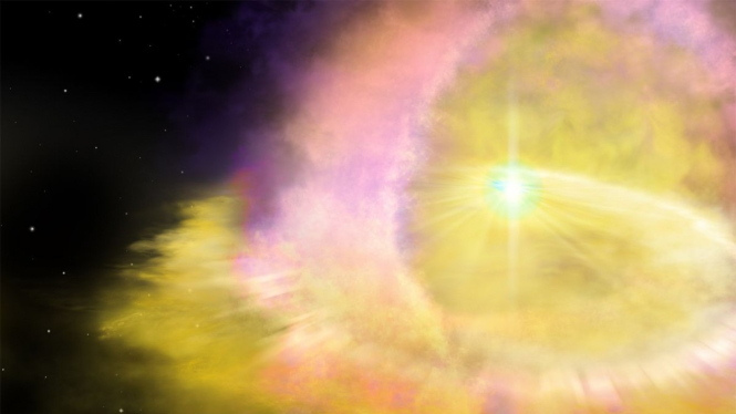 Ledakan supernova dari bintang raksasa.