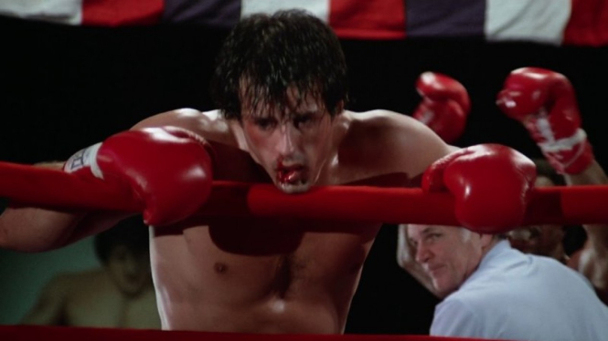Cuplikan flm Rocky (1976) yang diperankan Sylvester Stallone.