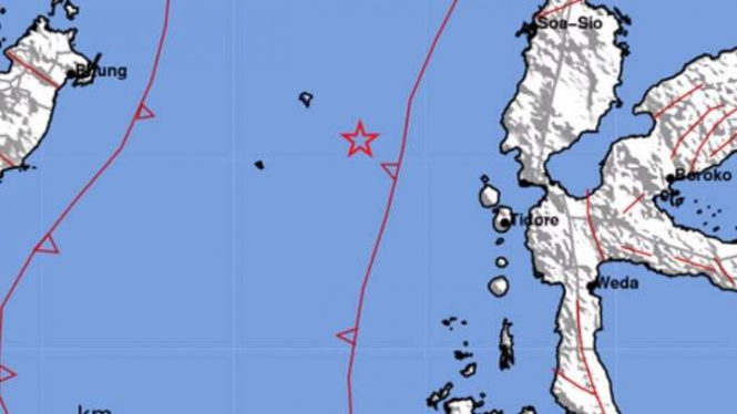 Peta lokasi gempa Ternate